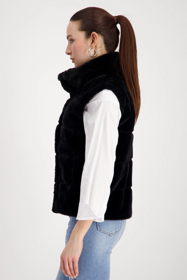 Monari Fellimitatweste »Weste Basic fake fur«, Mit Rundhalsausschnitt mit Stehkragen