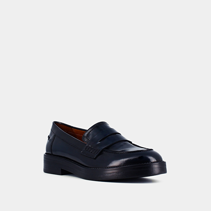 Mocassins  en cuir glacé bleu