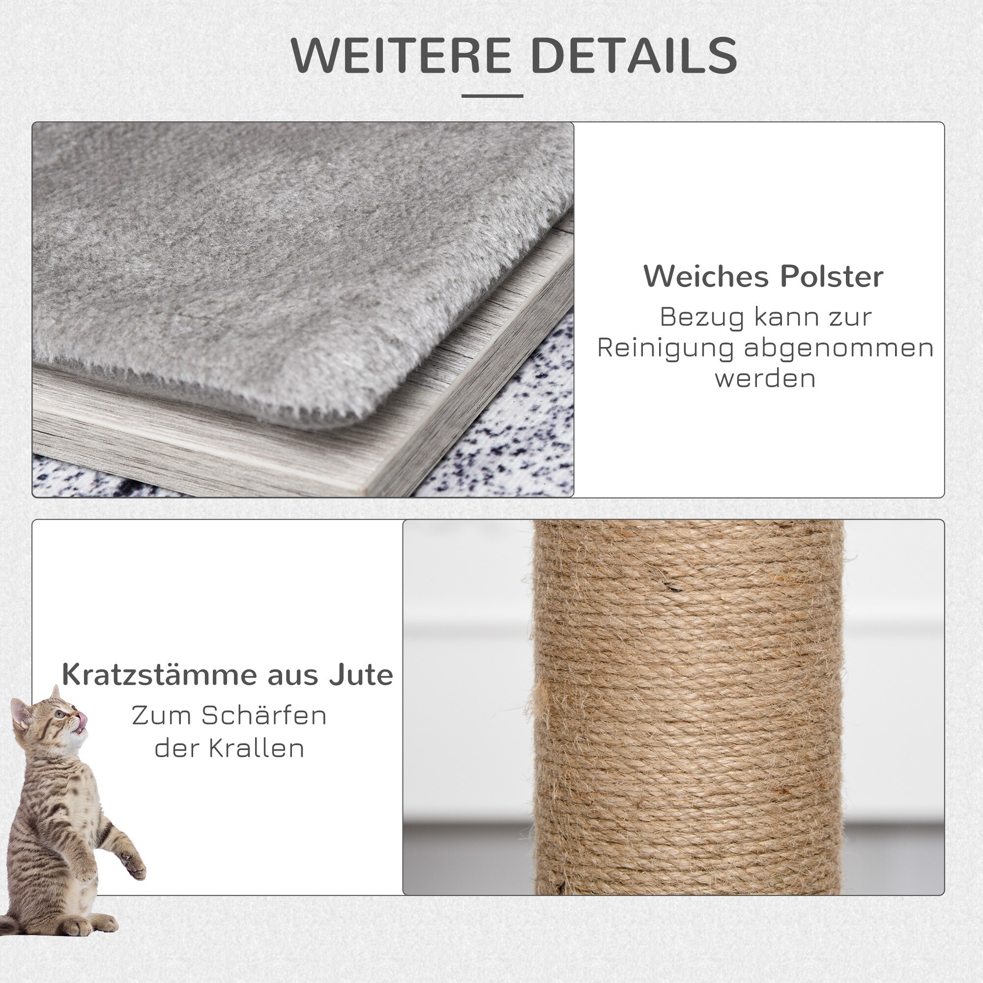 PawHut Katzenbaum 4-stöckig grau 67 x 38,5 x 114 cm (BxTxH)