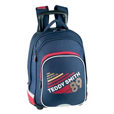 Sac à dos à roulettes Teddy Smith Warm Up - 2 compartiments - bleu/rouge - Hamelin