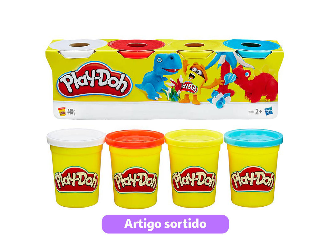 PLASTICINA PLAY-DOH 4 POTES CORES SORTIDAS