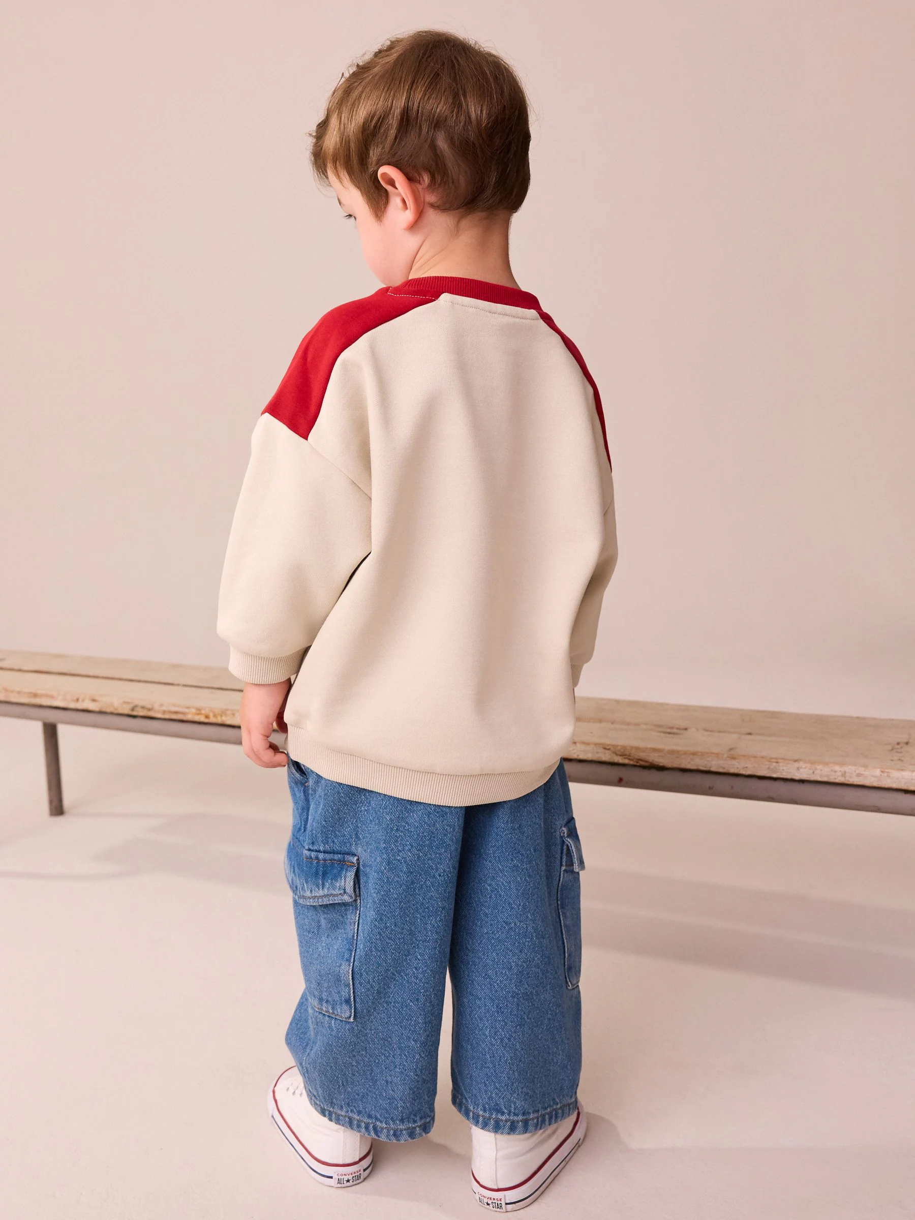 Crèmekleurig/rood - Mickey Mouse sweatshirt met ronde hals (3mnd-8jr)
