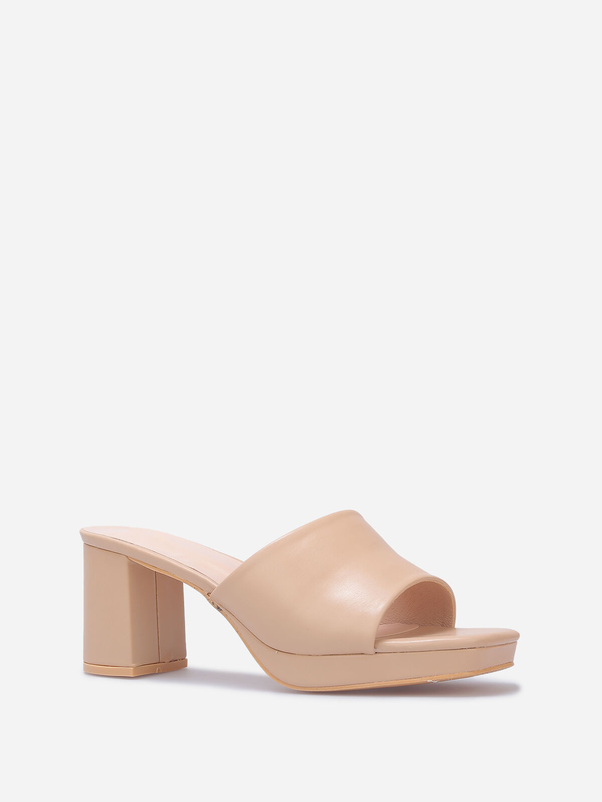 Mules plateforme à talon grandes tailles- Beige