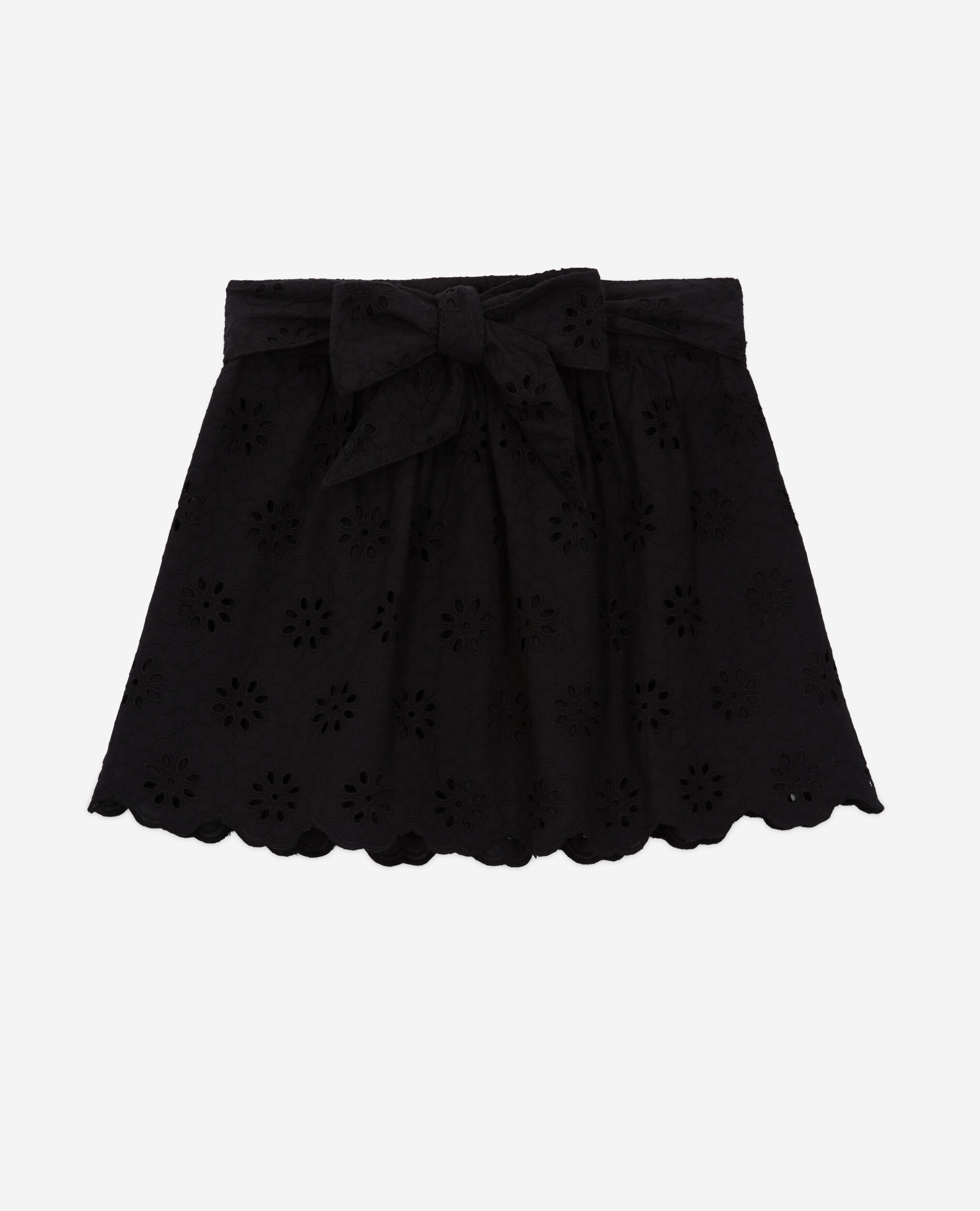 Jupe courte noire en broderie Anglaise