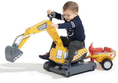 Falk Ride-on-gravemaskin Super Builder inkl. Tilhenger, Gul