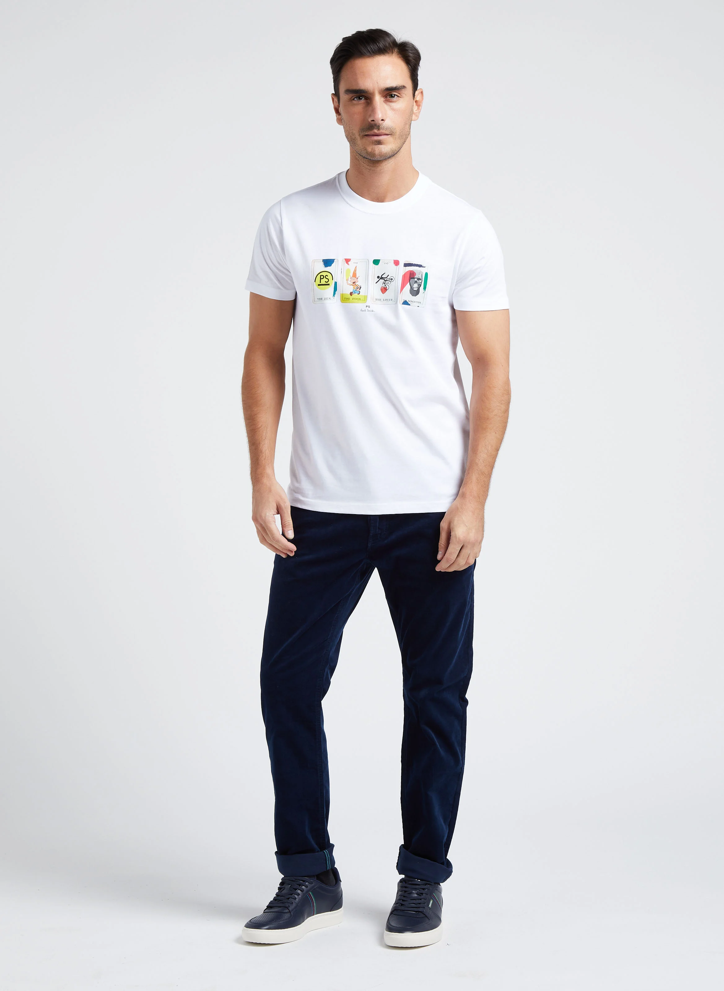 Pantalon slim-fit en velours de coton côtelé| Bleu