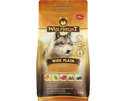 Wolfsblut Wide Plain Adult droog hondenvoer, paard met zoete aardappelen en waardevolle superfoods, graanvrij, glutenvrij, 2 kg