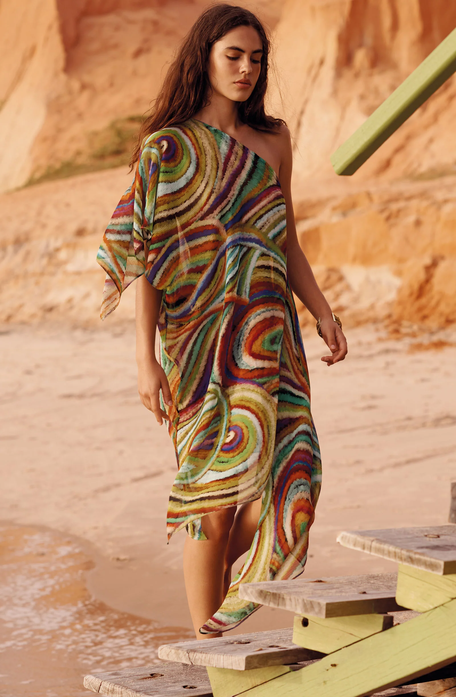 lizon Robe-poncho asymétrique imprimé MULTICOLORE Voile multicolore