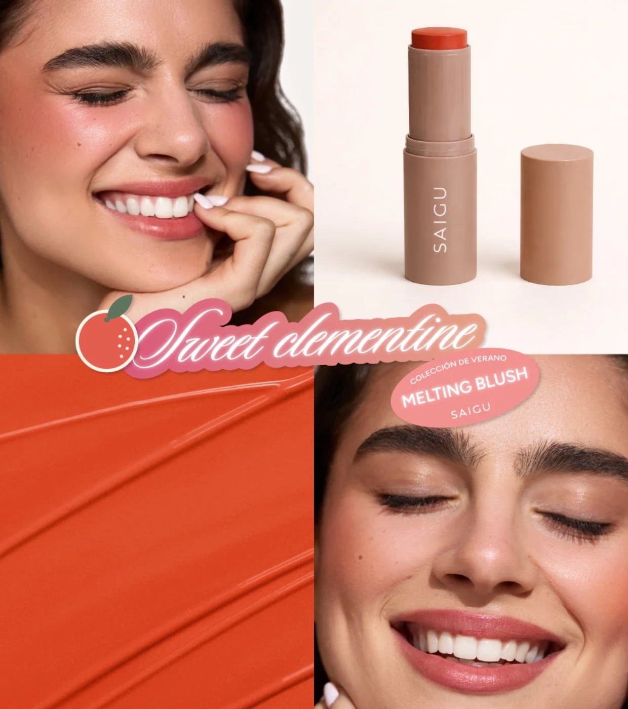 Saigu Cosmetics - *Mediterranean Glow* - Blush em bastão Melting Blush - Sweet Clementine
