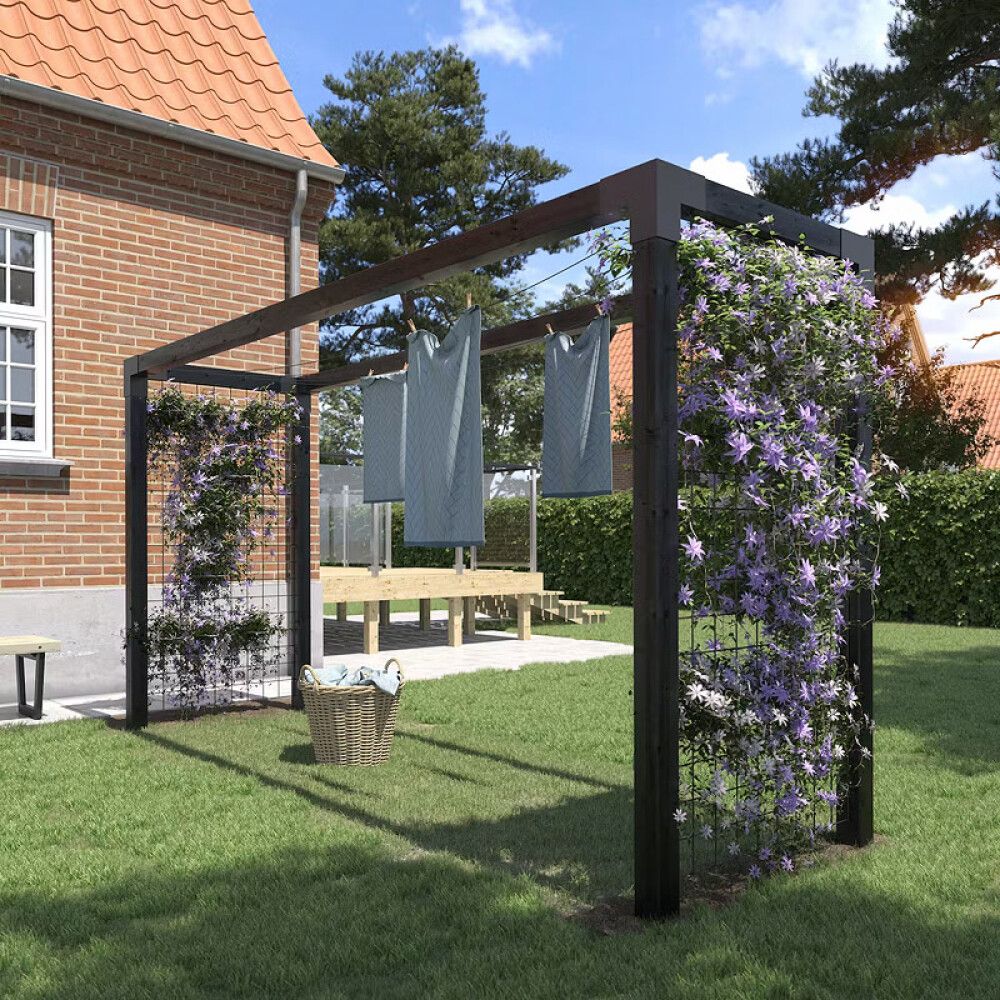 TØRKESTATIV PLUS CUBIC MED ESPALIJÉ 369X199X108CM SVART