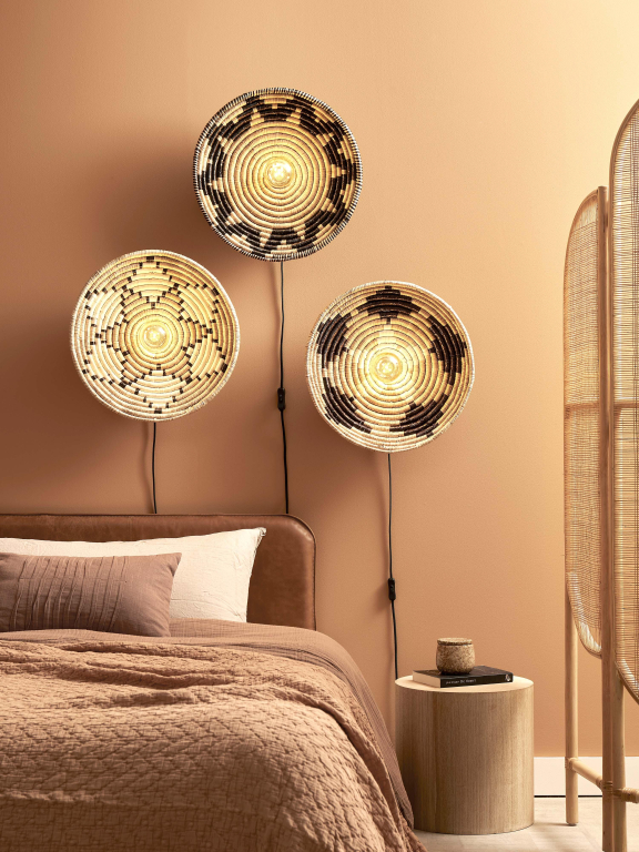 Good&Mojo Andros wandlamp Ø45 zwart/naturel