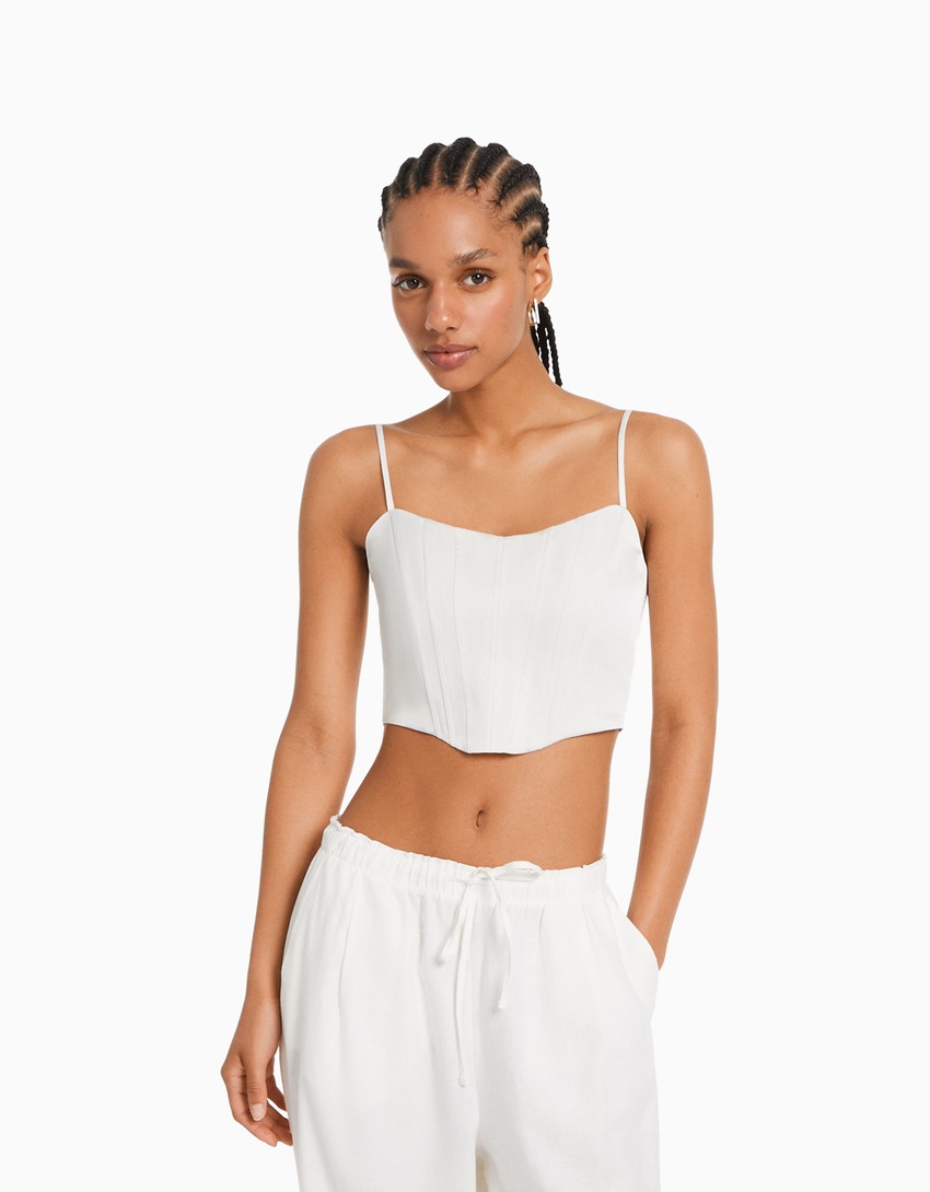 Top corset de cetim com alças