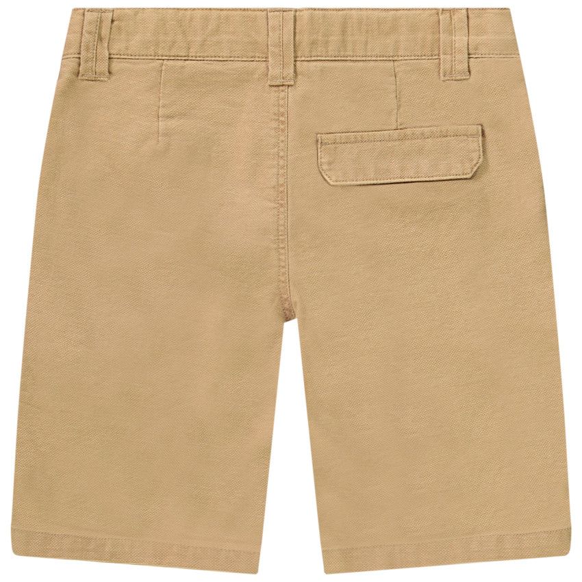 Bermuda en coton uni avec empiècements volets pour garçon - Marron