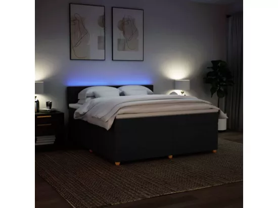 Sommier à lattes de lit avec matelas Noir 180x200 cm Tissu