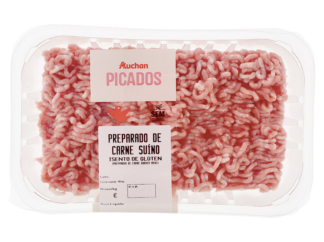 PREPARADO DE CARNE PICADA DE SUINO SEM GLUTEN AUCHAN 400GR