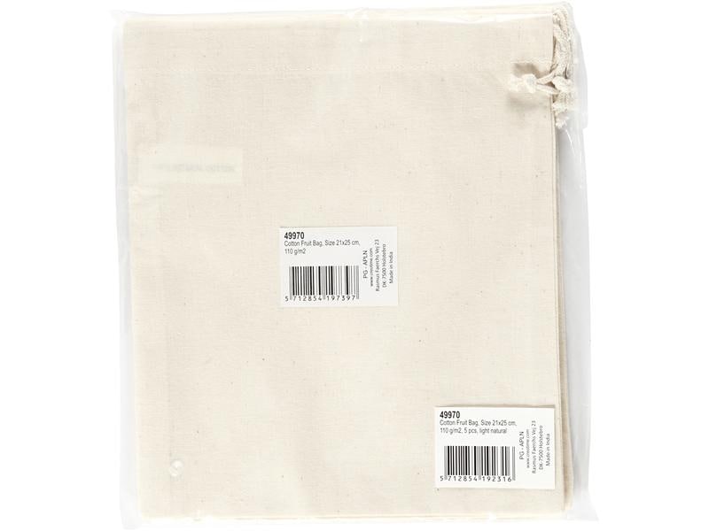 Creativ Company Stoffbeutel 21 x 25 cm, 5 Stück, Hellnatur Beutel zum Dekorieren