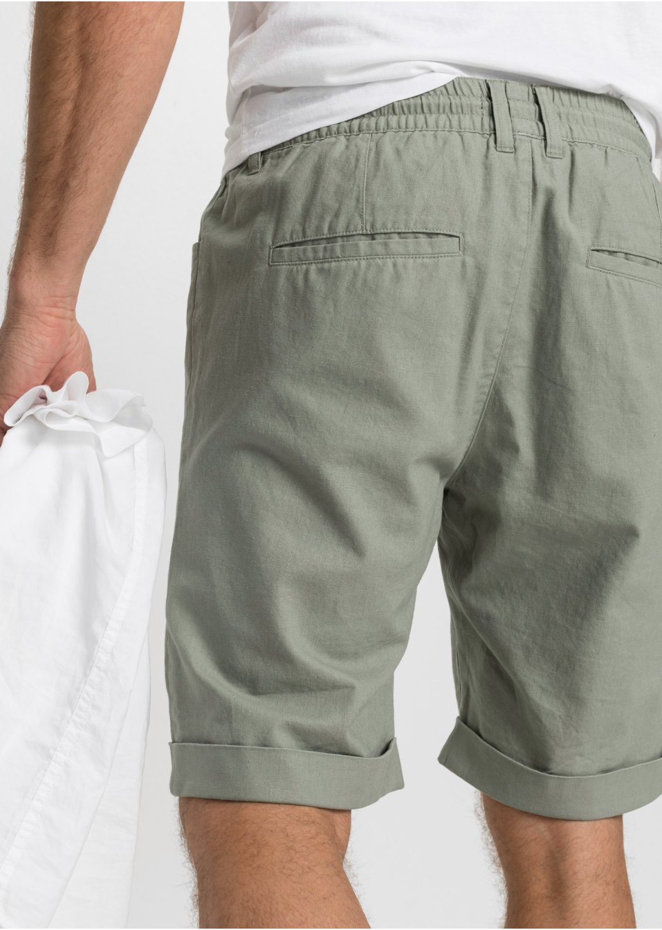 Bermuda à taille extensible en lin mélangé