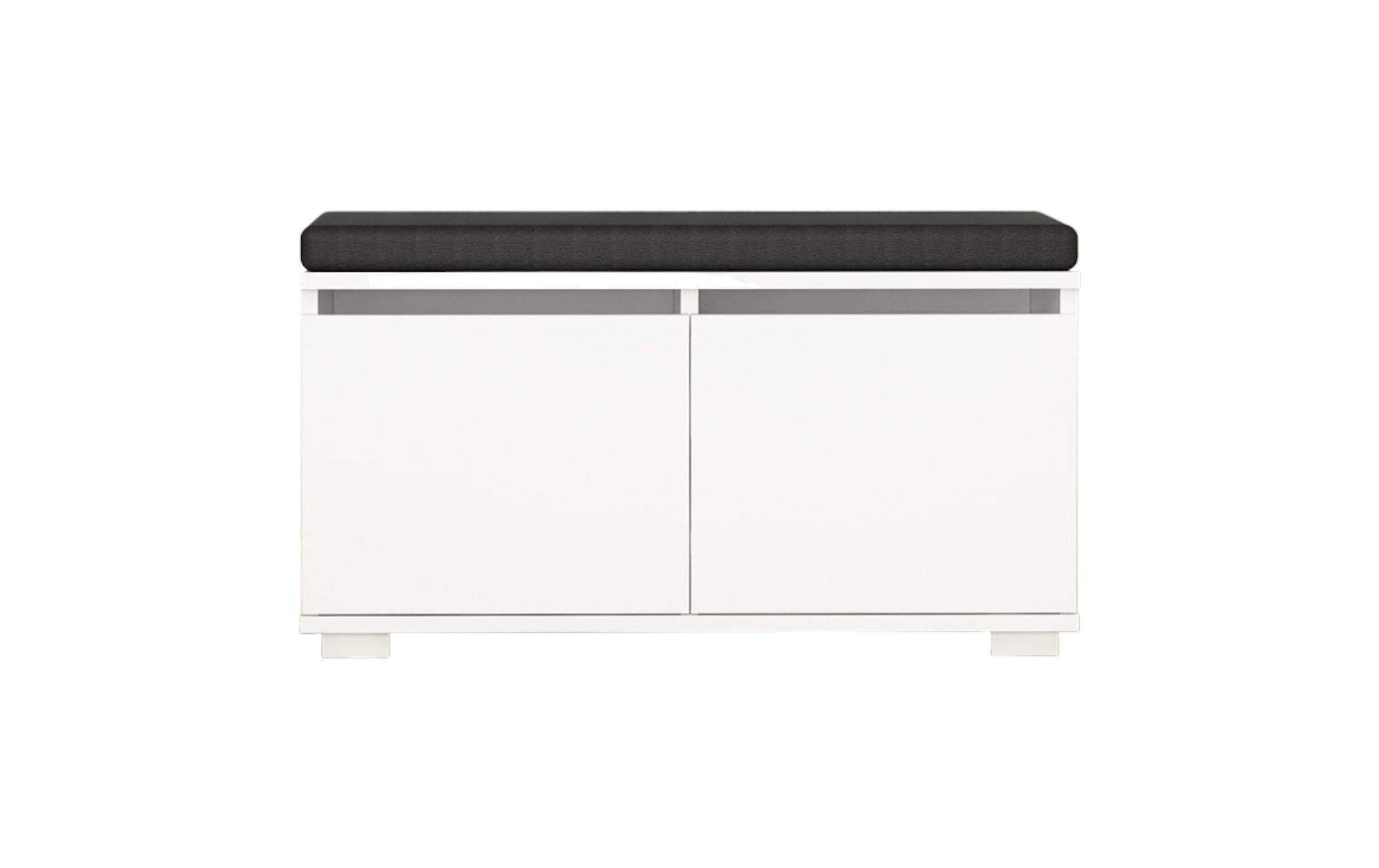 Schuhschrank Drago 80 x 42 x 35 cm, Weiss/Schwarz<br>Schuhbank