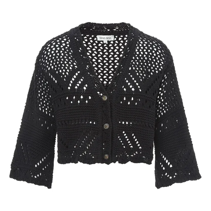 Alma Deia Cardigan Maille Crochet | Noir