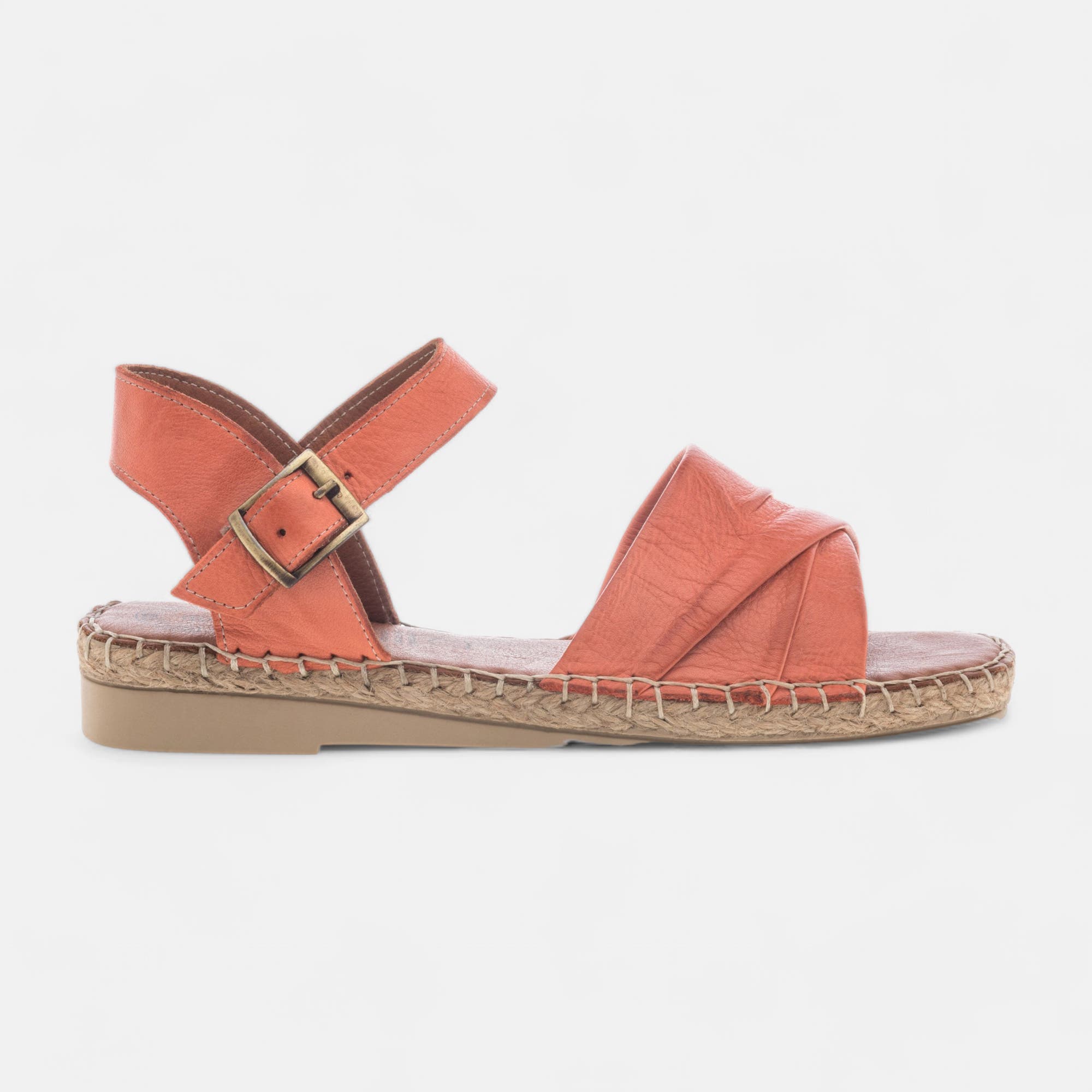 Sandales Femme en cuir corail