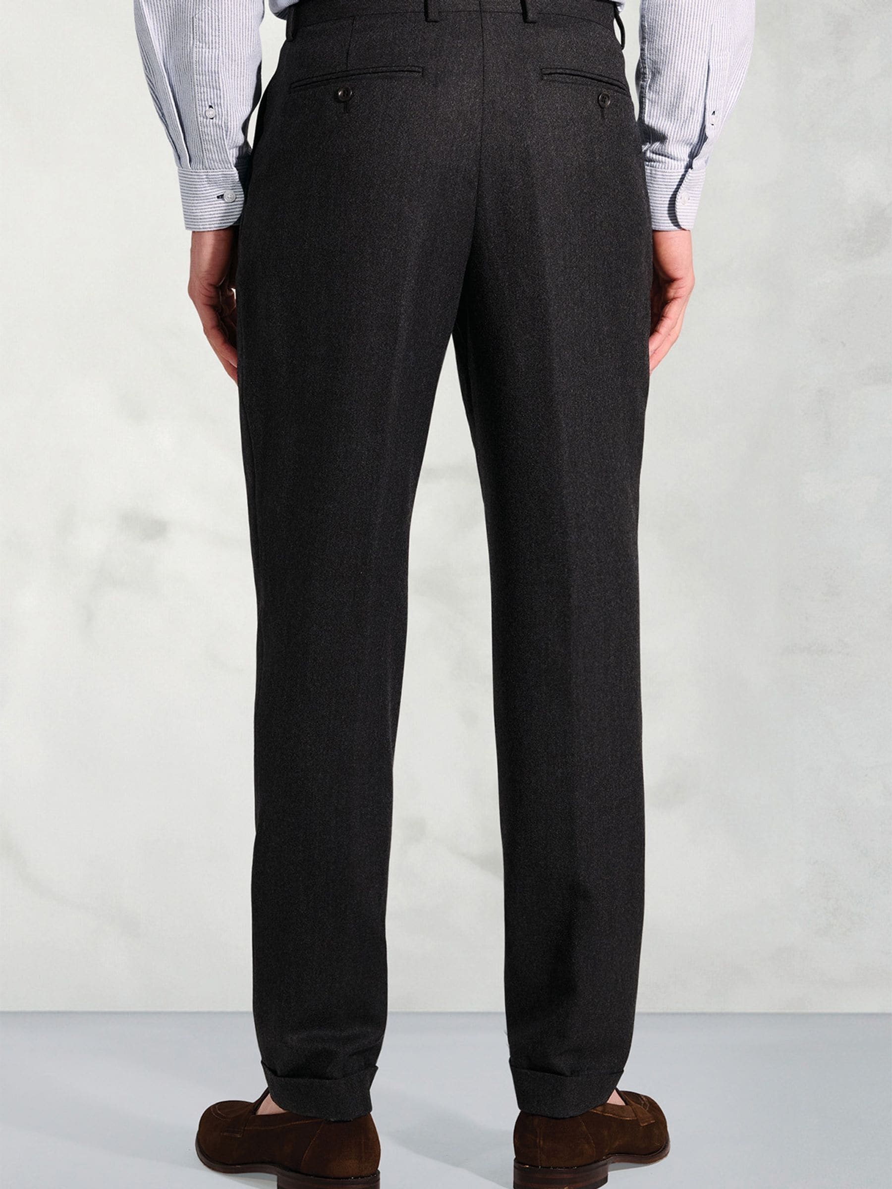 Brook Taverner Single Pleat Turn-Up Wool Trousers