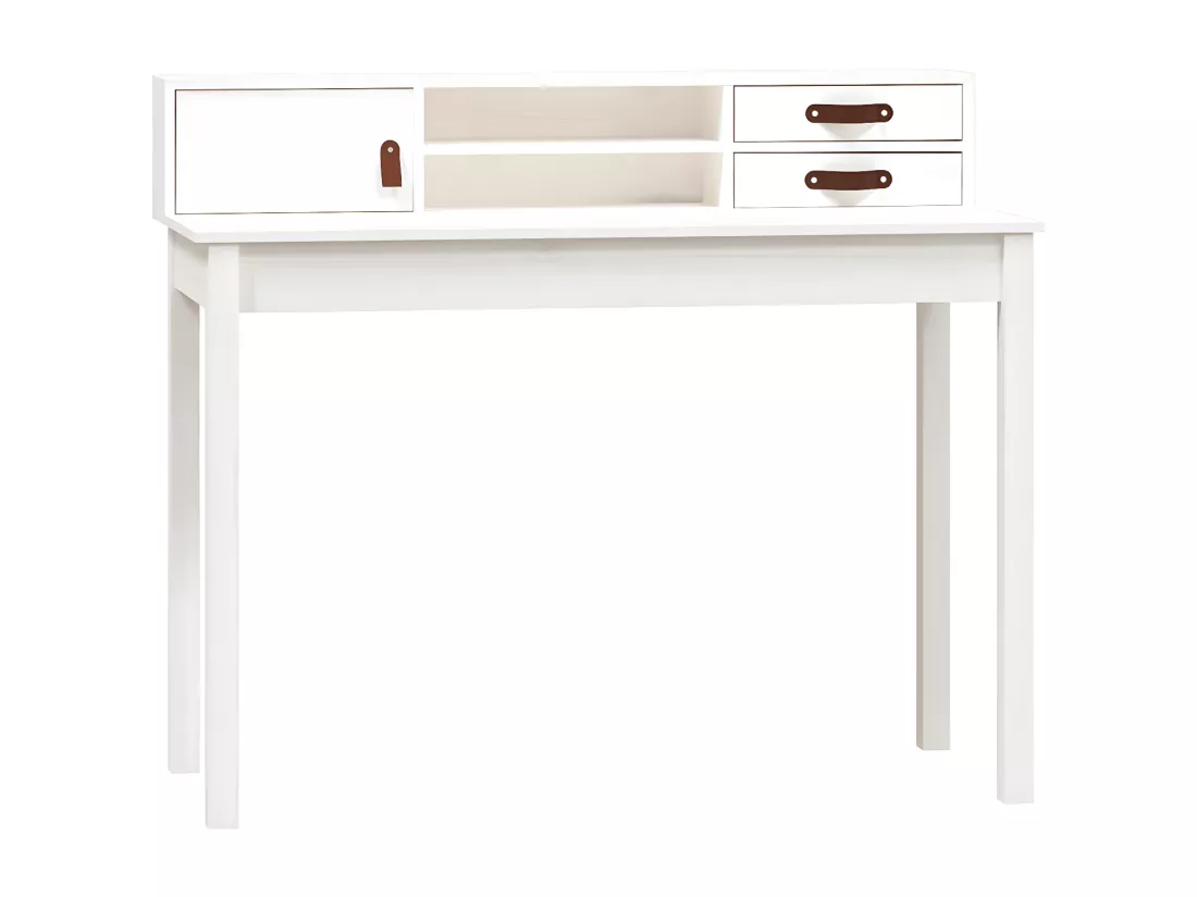 Bureau Blanc 110x50x93 cm Bois massif de pin