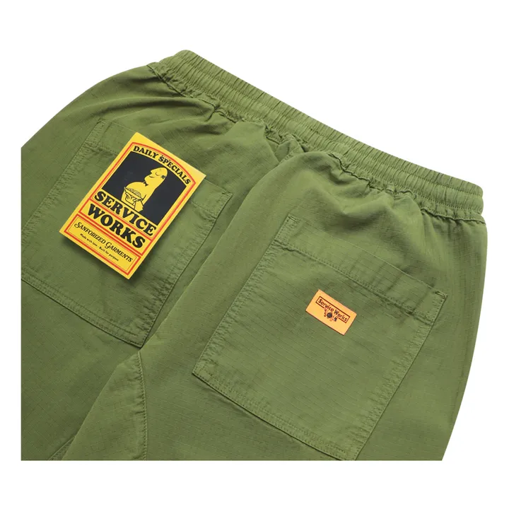 Service Works Pantalon Ripstop Chef Coton Bio | Vert kaki