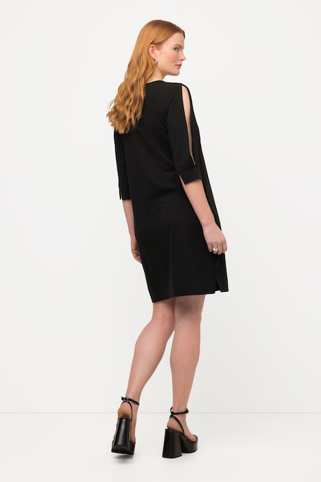 Midikleid, Schmuckband, A-Linie, Rundhals, 3/4-Arm