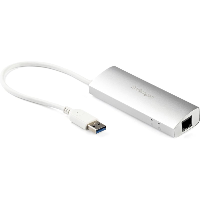 StarTech.com Hub USB à 3 Ports avec Ethernet, USB-A, Gigabit Ethernet/GbE, USB 5Gbps, Design Robuste, Alimentation par Bus, Hub USB 3.0 Portable pour Ordinateur Portable