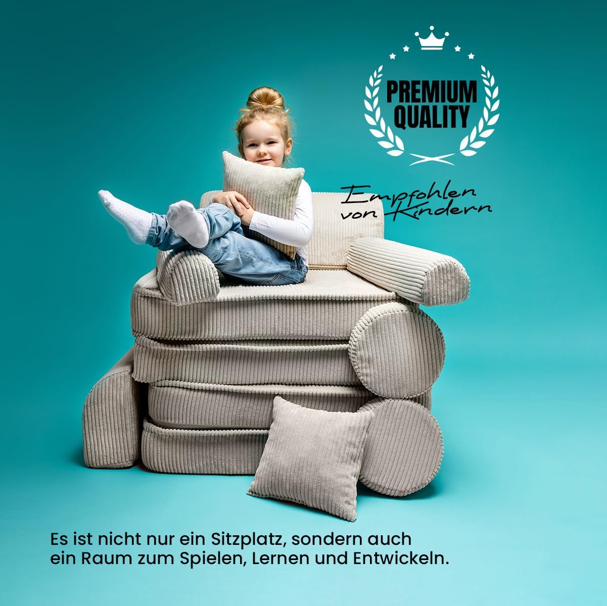 MEOWBABY Kindersofa – Spielsofa für Kinder – Weiche Klappsofa mit Schlaffunktion – Kuschelecke für Kinderzimmer, Aesthetic, Puderrosa