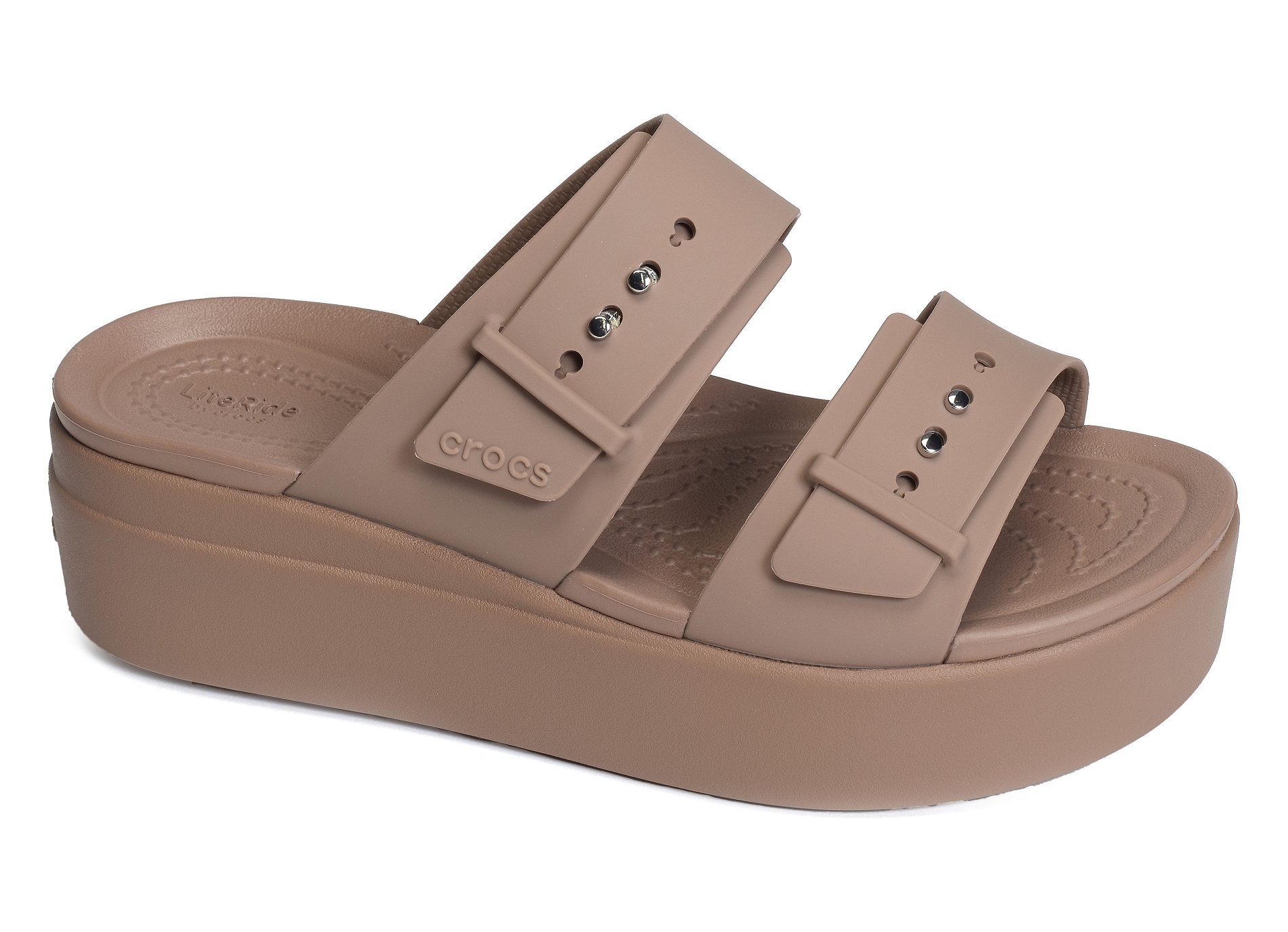 Brooklyn buckle low wedge taupe