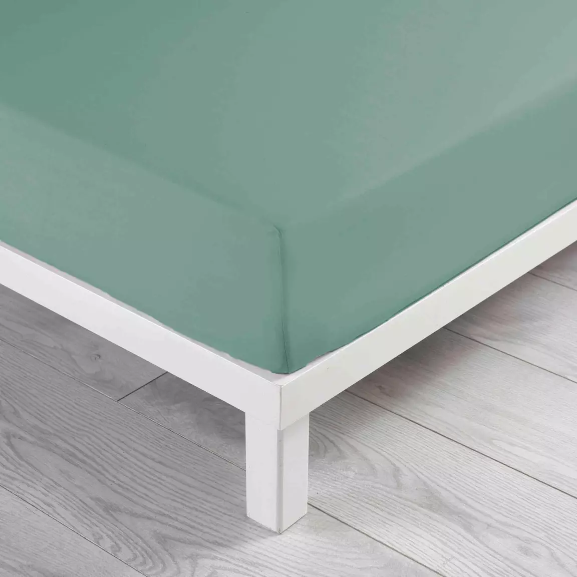 Drap housse coton lavé (140 x 190 cm) Linette Vert sauge