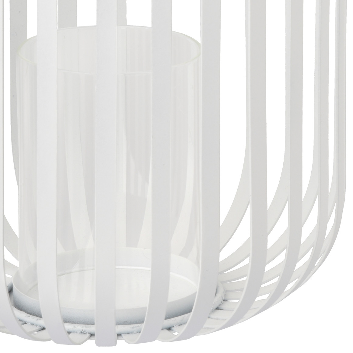 Kleines Windlicht aus Metall weiss