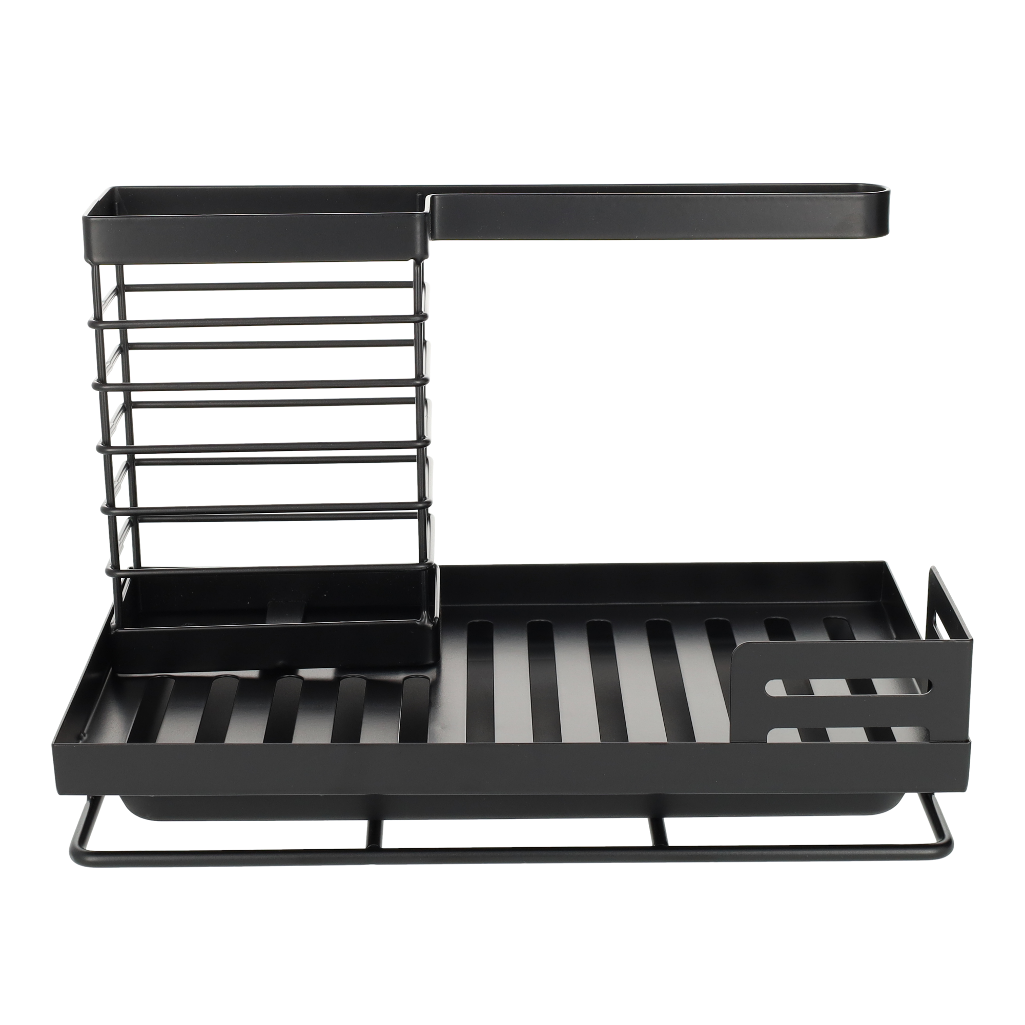 (243x165mm) Metall Multifunktions Spülbecken Küchen Organizer mit Abtropfschale - Schwarz