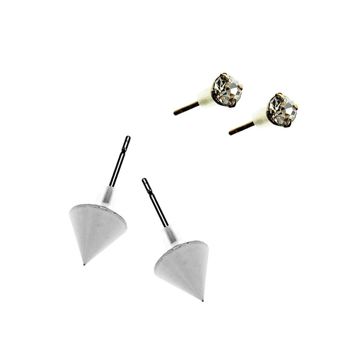 Boucles d'oreilles pointe blanche et strass