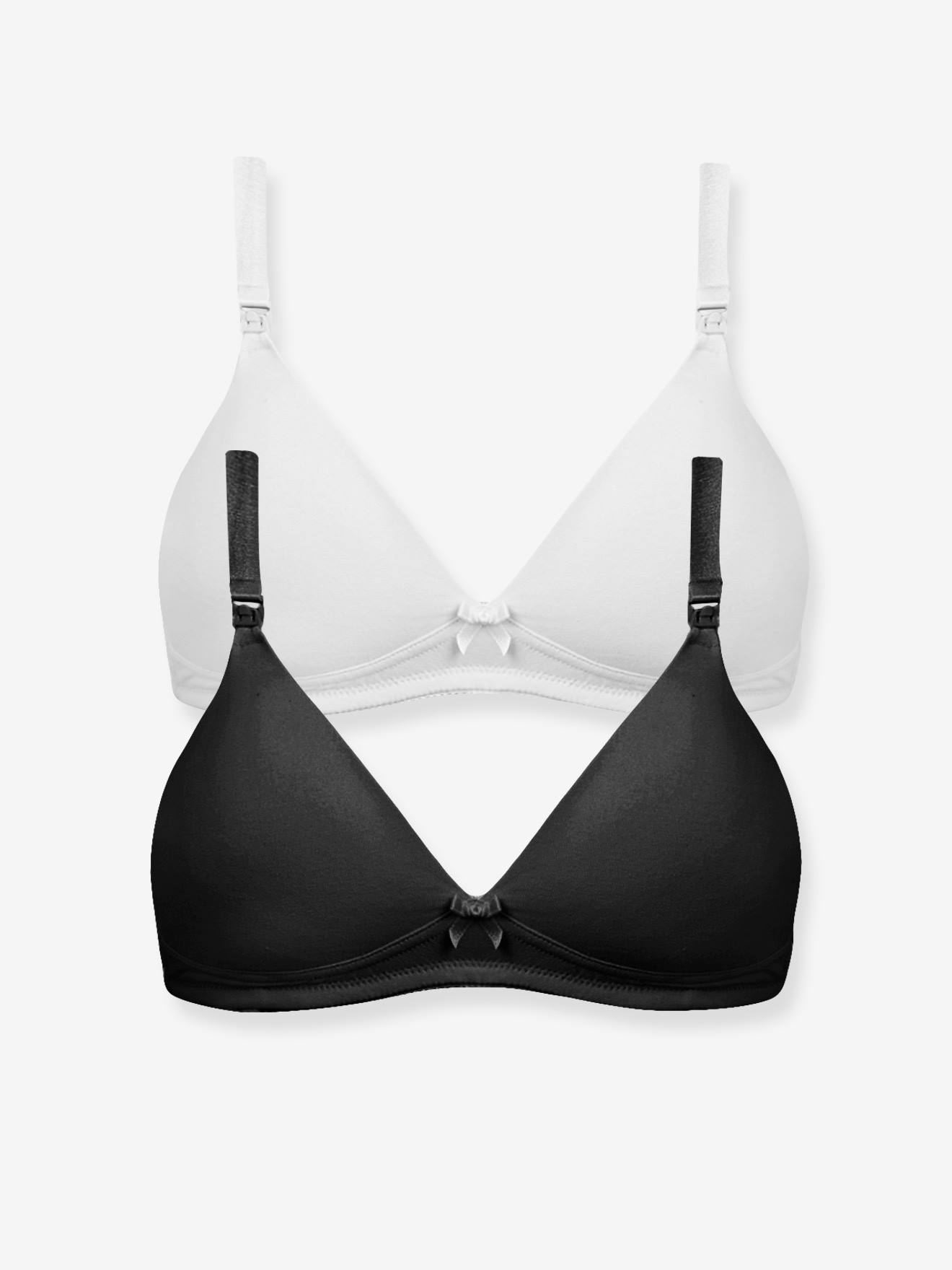 Conjunto de 2 sutiãs de maternidade e amamentação, acolchoados em algodão elástico, cinza mesclado escuro.