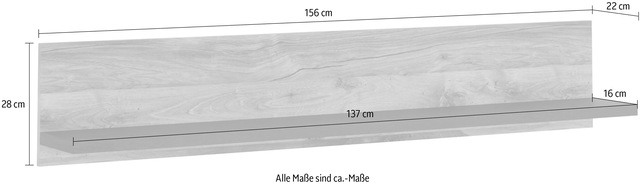 Home affaire Wandboard »York, modernes Wandregal, Hängeregal mit Ablagefach« vielseitig einsetzbar, in Hunton Oak Dekor verfügbar, 156 cm breit
