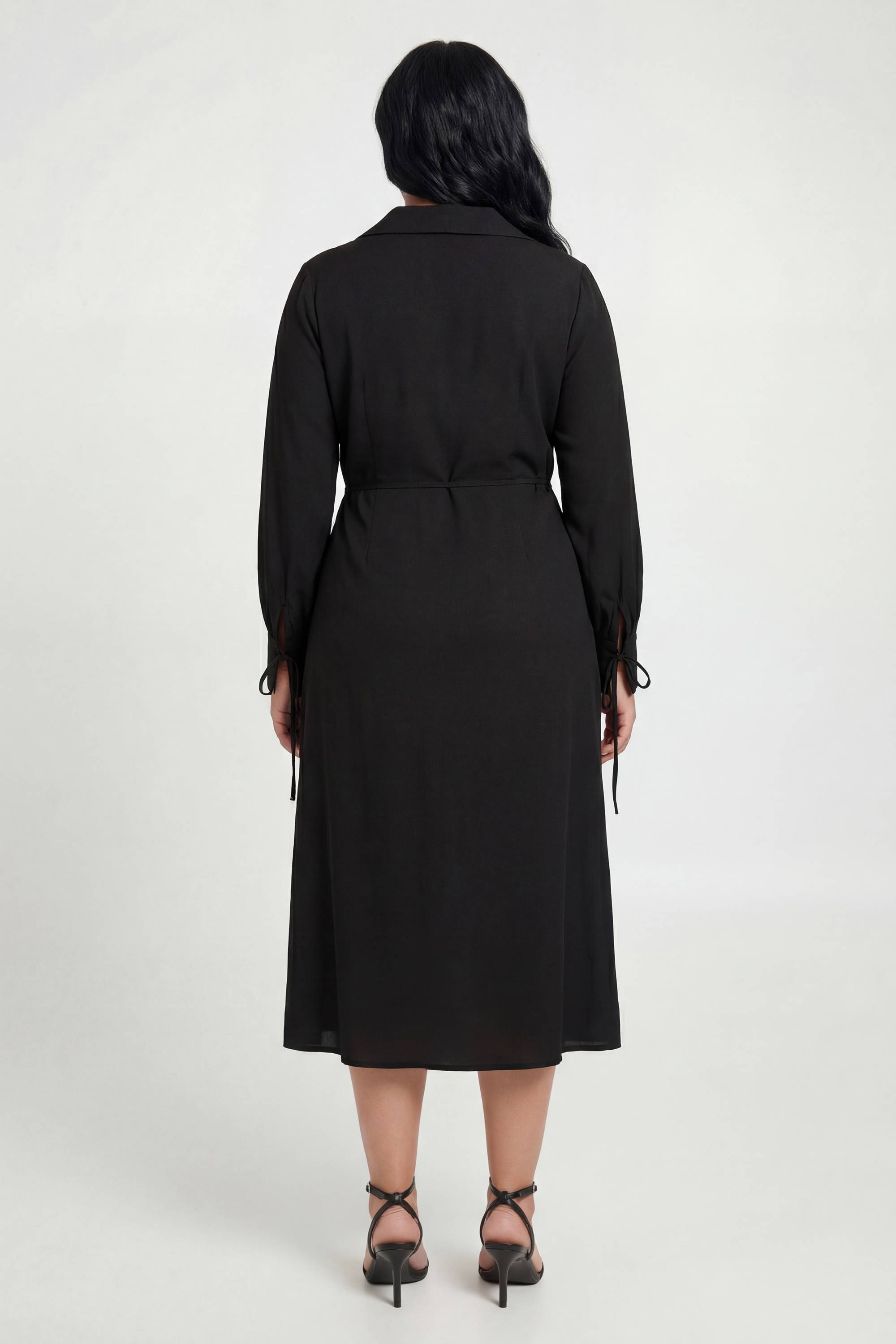 boohoo Robe Midi Portefeuille Tissée Grande Taille Avec Lien À Nouer