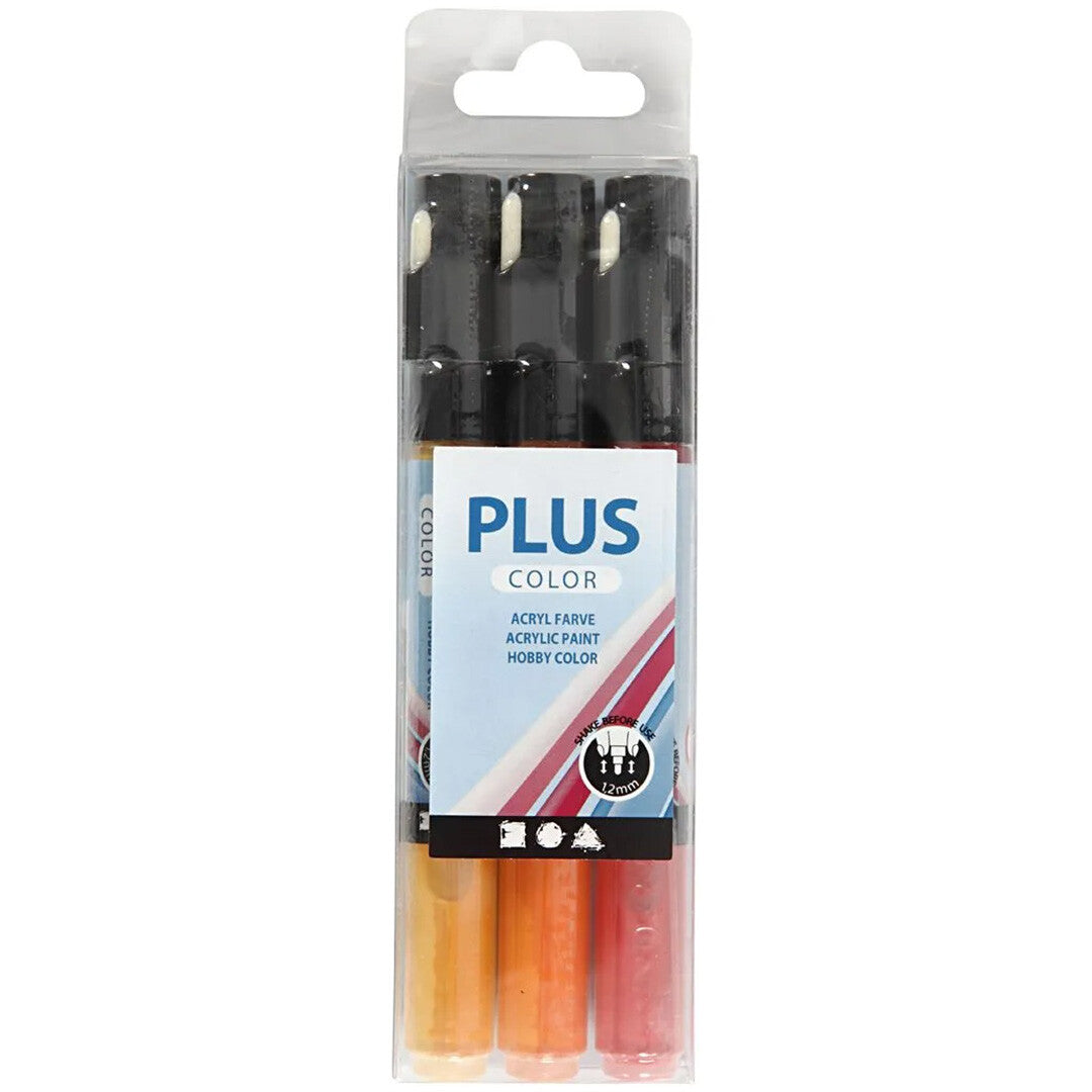 Plus color verfmarkers - rood, oranje, geel - 3st