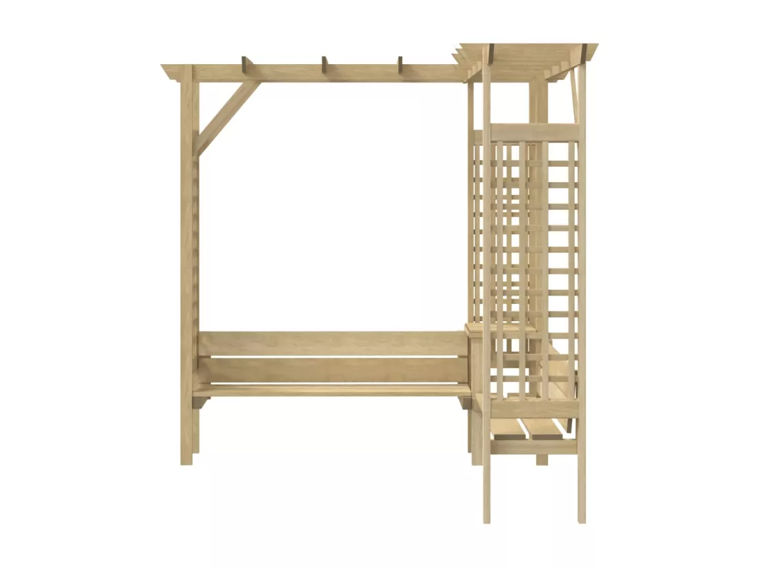 Pergola d'angle avec banc Bois de pin imprégné