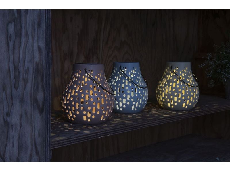 STT Laterne Solar Ceramic Lamp Blau Dekolicht zum Aufstellen oder Aufhängen