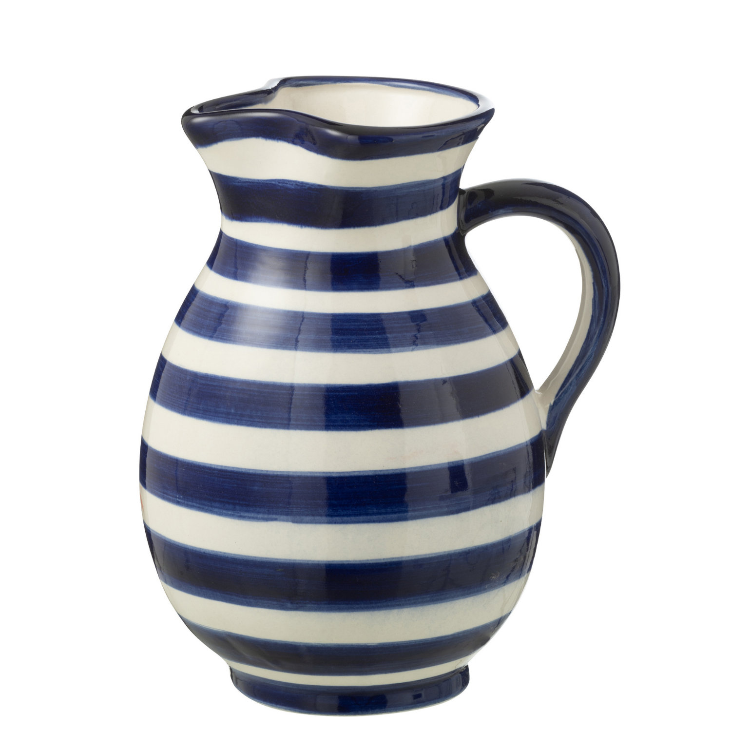 J-Line kruik Granada Stripes - keramiek - wit|blauw - medium