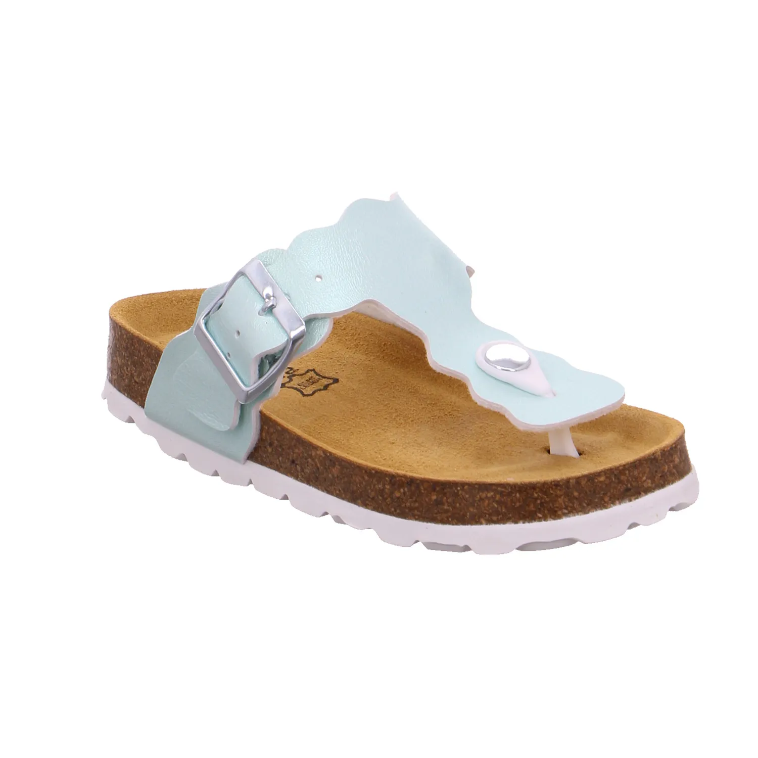 BIOLife Kinder-Zoccoli /Flip Flops Pastelgrün Lederimitat  Zehentrenner