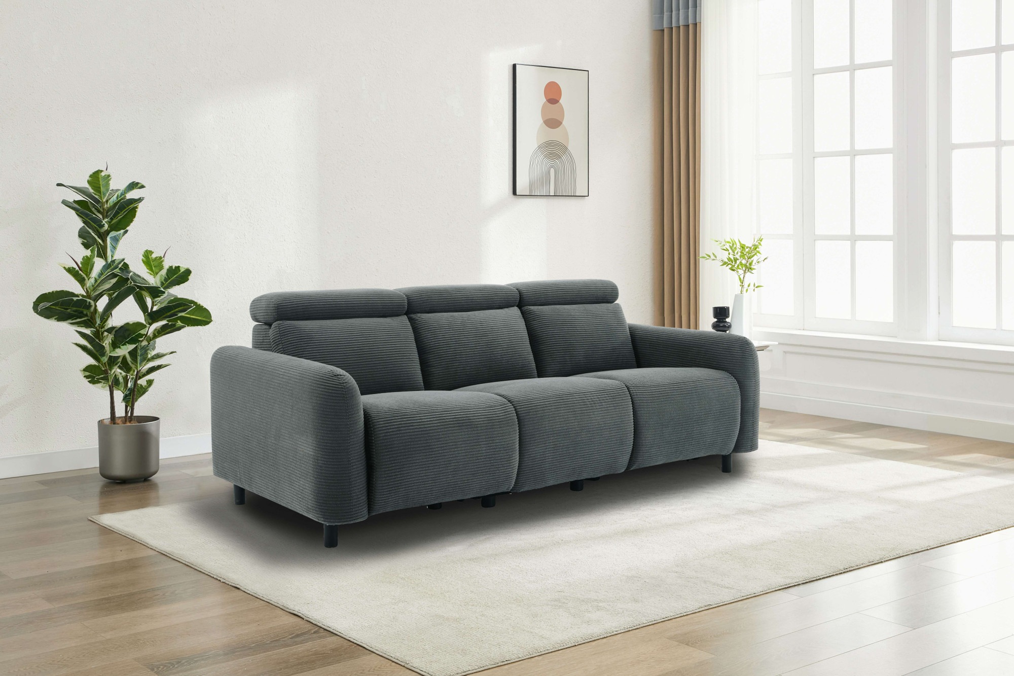 Home affaire 3-Sitzer »SKAANE in Cord, Sofa mit manueller u. elektrischer Relaxfunktion« Relax-Funktion in 2 Sitzen, Kopfteilverstellung, Federkernpolsterung
