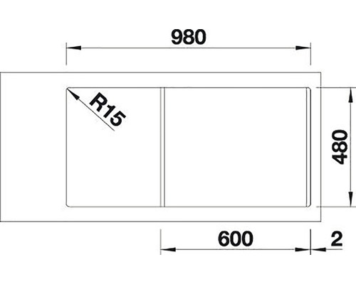 Blanco SONA XL 6 S spoelbak, 1000 x 500 mm, steengrijs, 519690