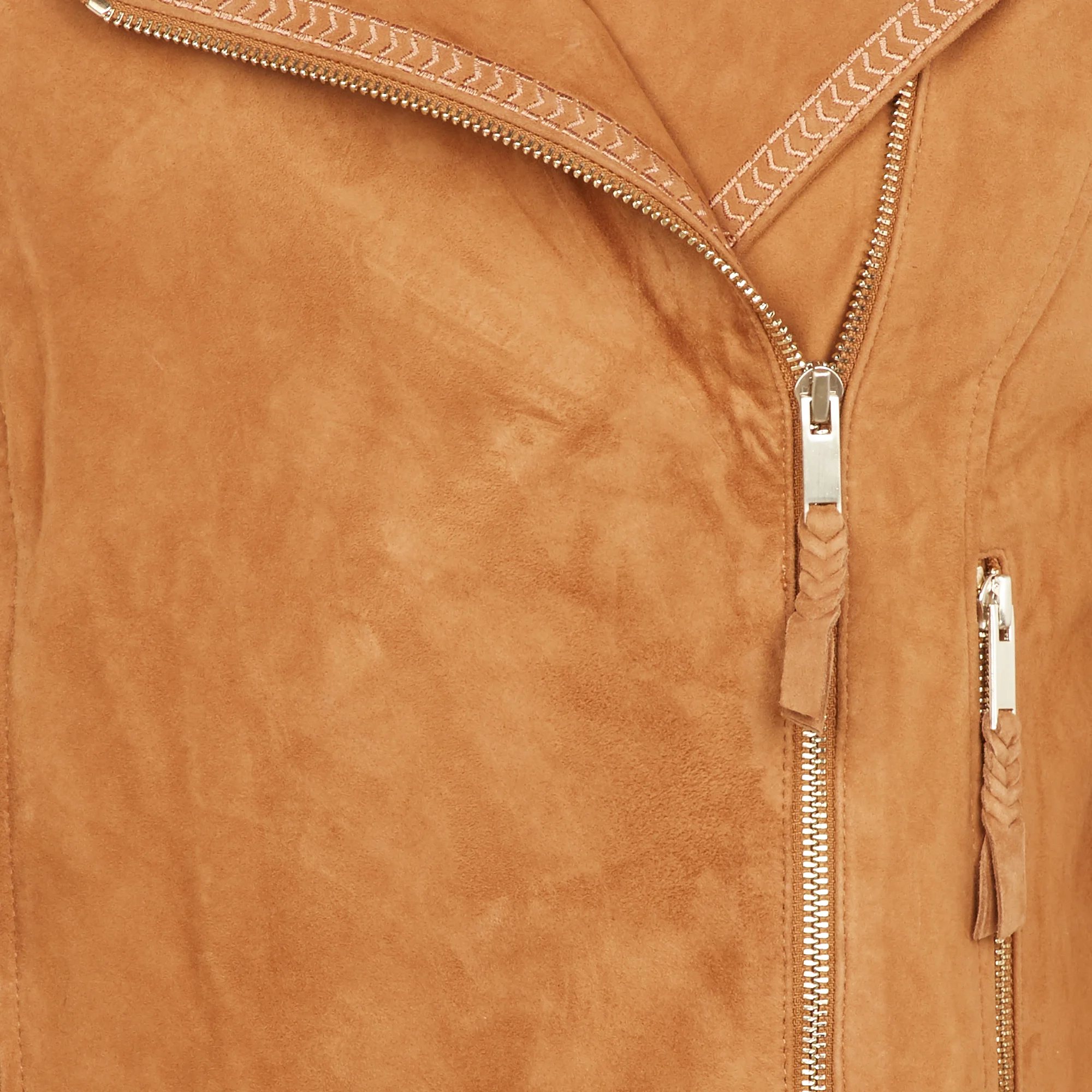 DIYA - Blouson zippé en cuir | Marron