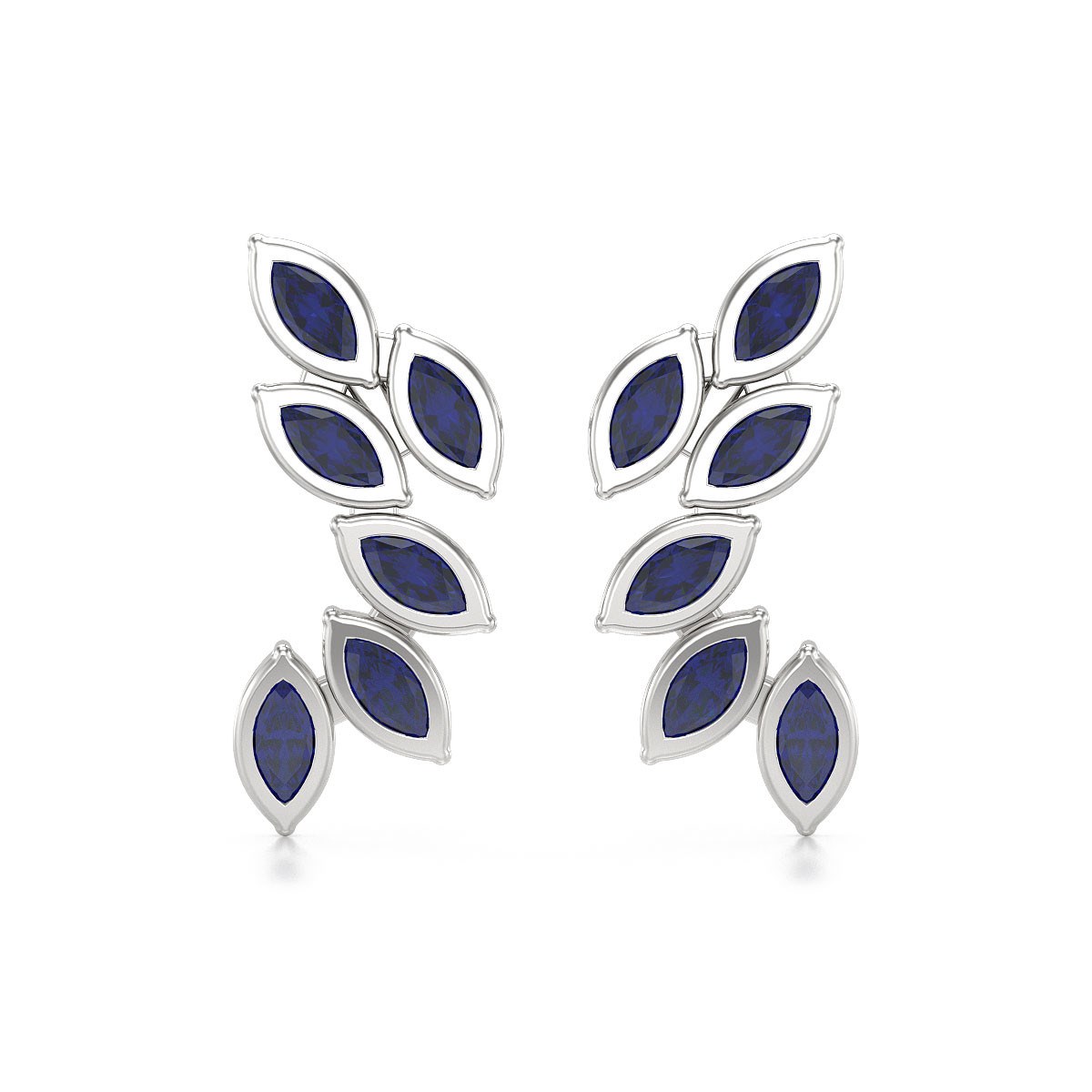 Boucles d'oreilles ADEN Or 585 Blanc et Saphir 1.71grs