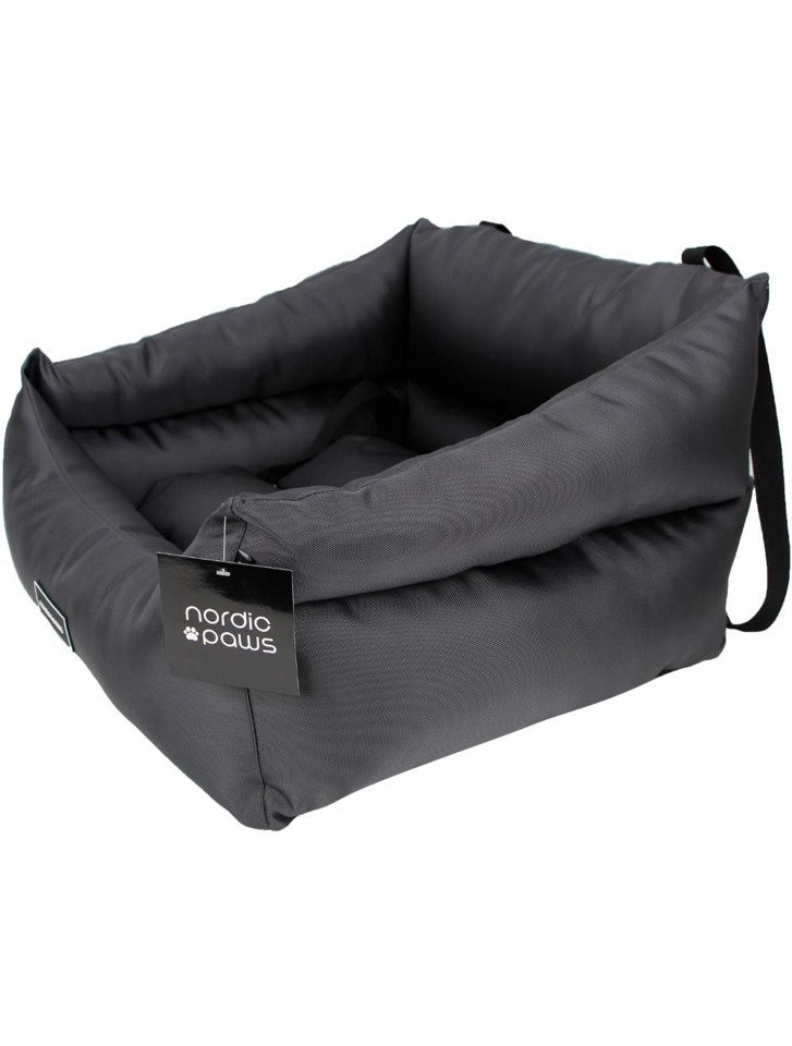 Nordic Paws - Berta Bilsæde sort 50x45x30cm - Med aftagelig inderpude med lynlås og anti-slip bund