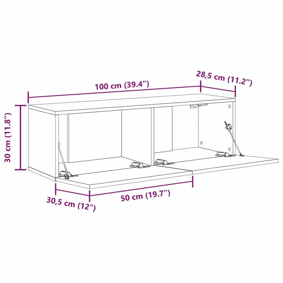 vidaXL - TV-meubel met 2 deuren - Zwart eiken - Hout - 100x30x30 cm - 2 stuks