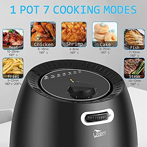 Friteuse Sans Huile, Uten Friteuse à Air 1800W, 6.5L Air Fryer  2 à 8 personnes, Panneau Tactile LED avec 8 Programmes, Paniers Antiadhésifs, Sans BPA/PFOA : Cuisine et Maison